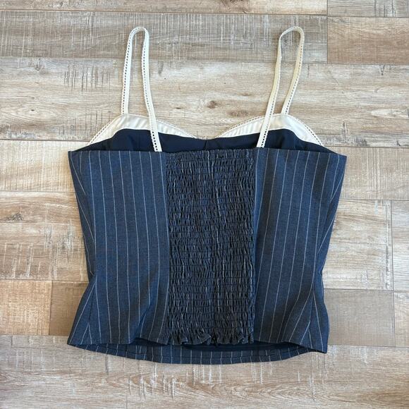 Line & Dot Corset Bustier Top Blue Pinstripe Size S - Picture 4 of 4